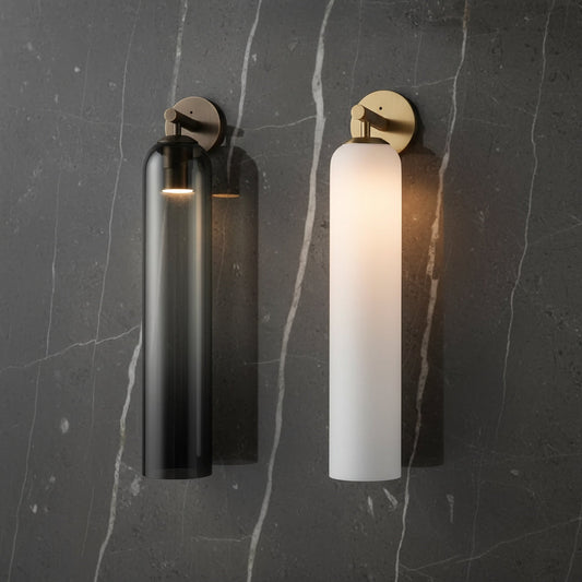Aplique de pared cilíndrico de vidrio minimalista Lumessa