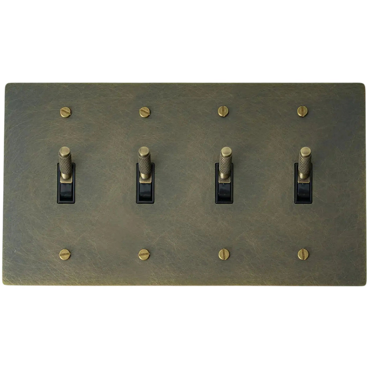 Interruptor de palanca de latón macizo vintage Halverin de 4 módulos