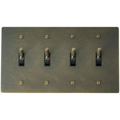 Interruptor de palanca de latón macizo vintage Halverin de 4 módulos