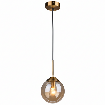 Lámpara colgante Orbelle Art Déco de latón con globo de cristal