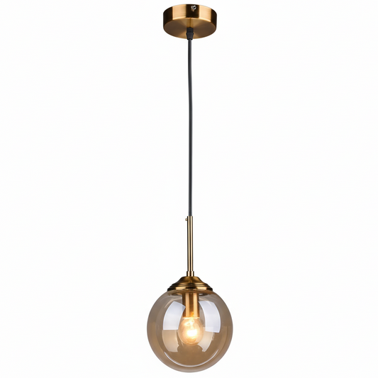 Lámpara colgante Orbelle Art Déco de latón con globo de cristal
