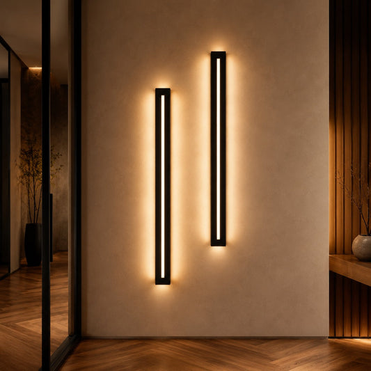 Lámpara de pared lineal de hierro y acrílico