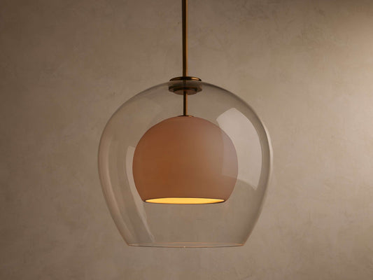 Lámpara colgante de vidrio con doble cúpula