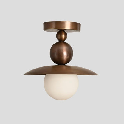 Lámpara semiplafón de latón con esfera de estilo mid-century Seravin