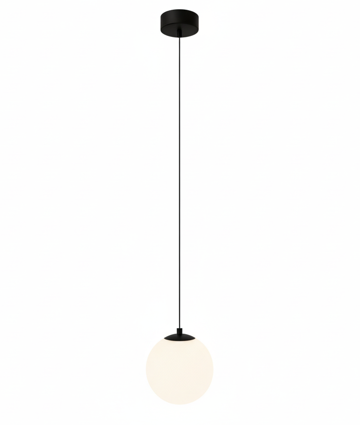 Lámpara colgante Solvara Nordic con esfera de vidrio opalino
