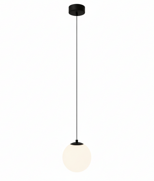 Lámpara colgante Solvara Nordic con esfera de vidrio opalino