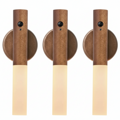 Lámpara de pared minimalista de madera Oakmira con sensor de movimiento