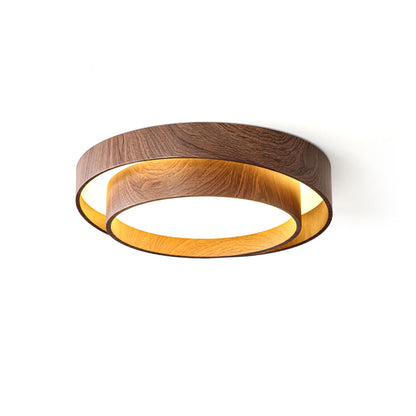 Lámpara de techo de espiral y anillo de nogal