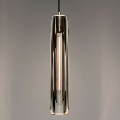 Lámpara colgante de varilla de cristal y latón