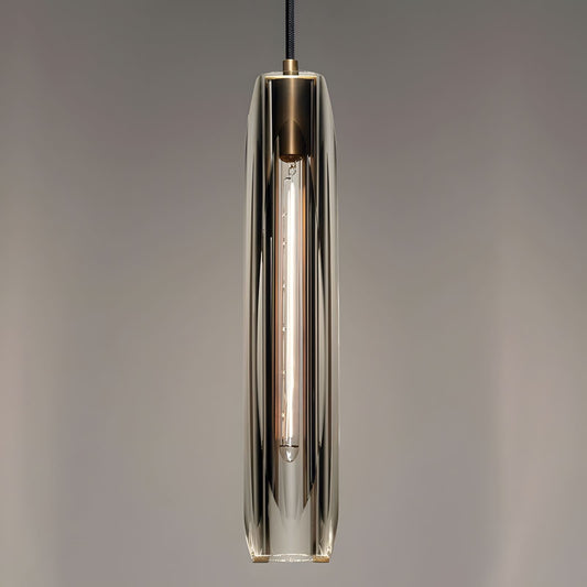 Lámpara colgante de varilla de cristal y latón