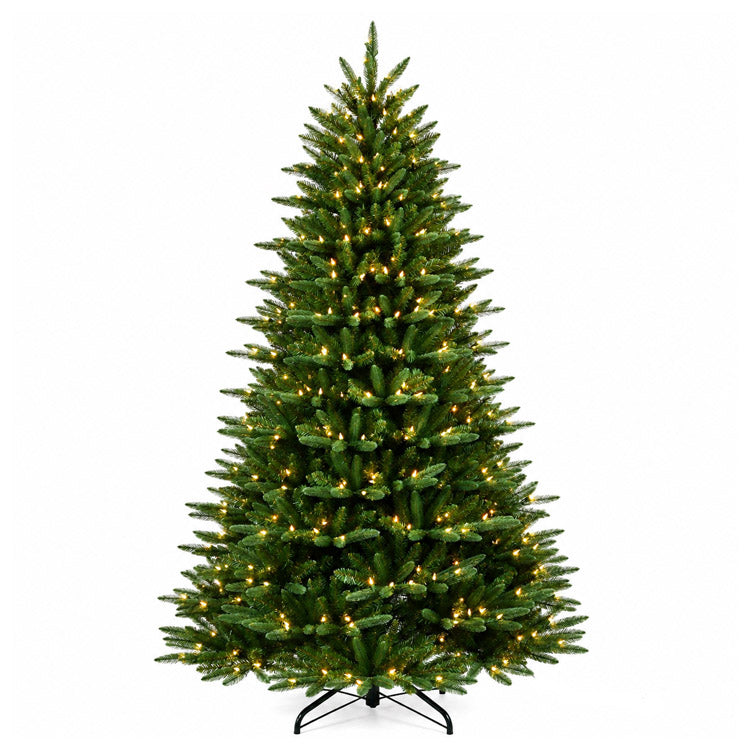 Árbol de Navidad Caldewyn Classic PE/PVC de 7,5 pies con luces integradas