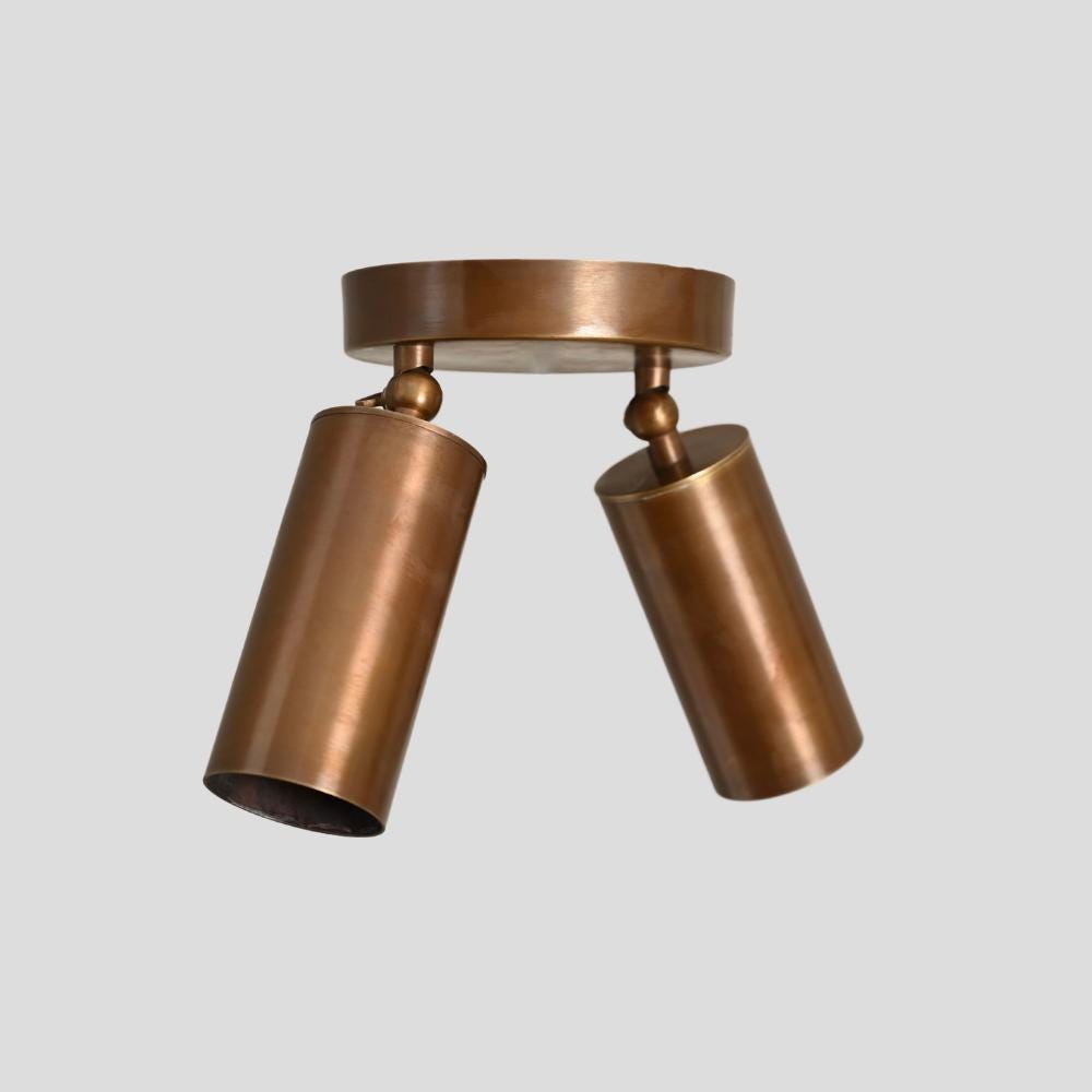 Lámpara de techo Duvessa de latón de estilo mid-century con dos focos
