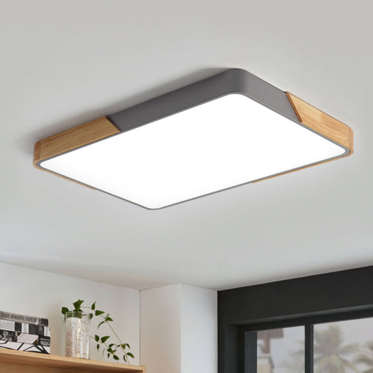 Lámpara de techo LED rectangular de madera escandinava Quadrova