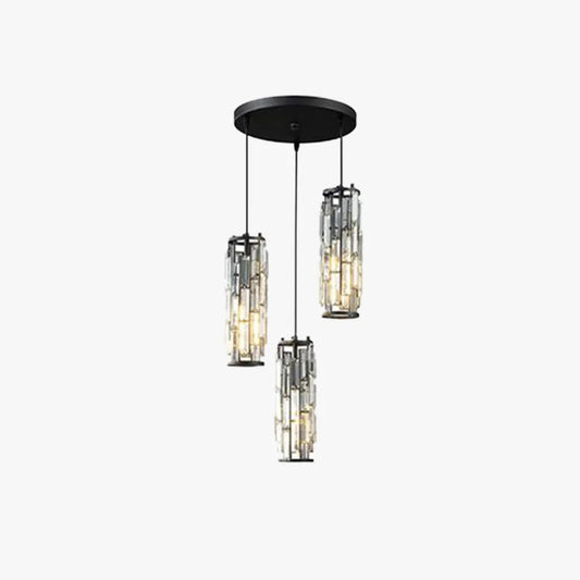 Lámpara colgante de columna de cristal facetado