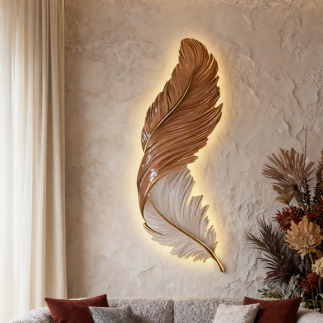 Lámpara de pared LED con diseño de pluma esculpida