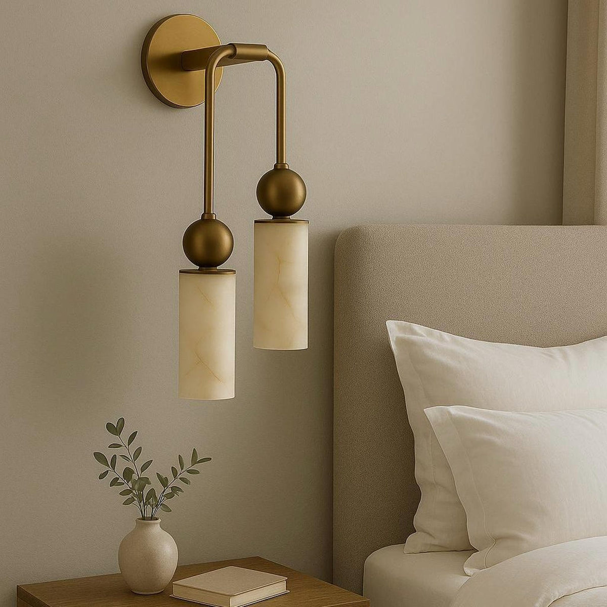 Lámpara de pared con columna de alabastro