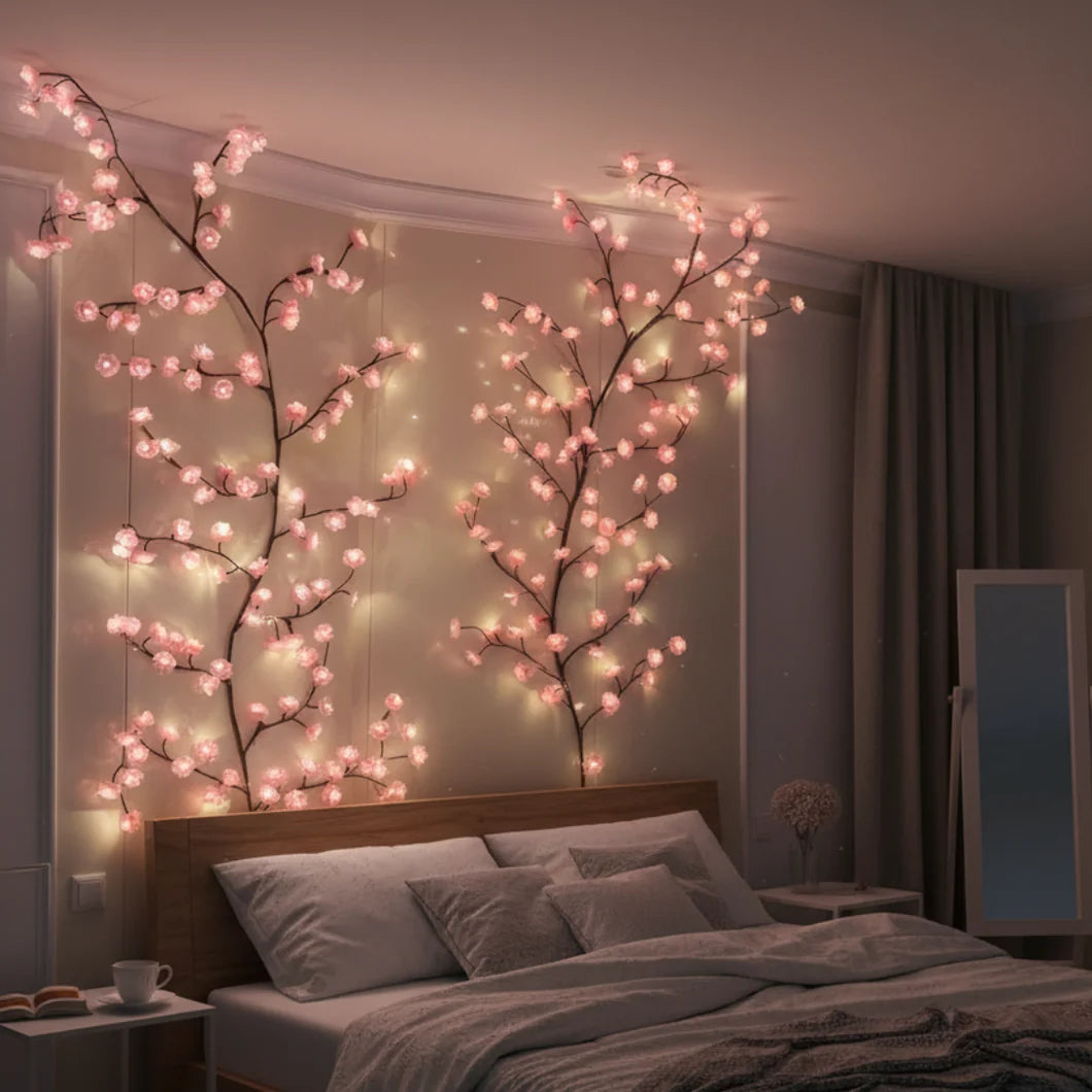 Luz de rama de flor de cerezo