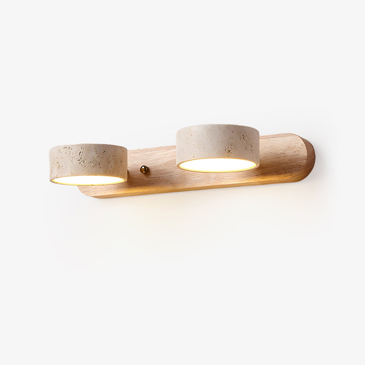 Lámpara de pared para tocador de madera y travertino