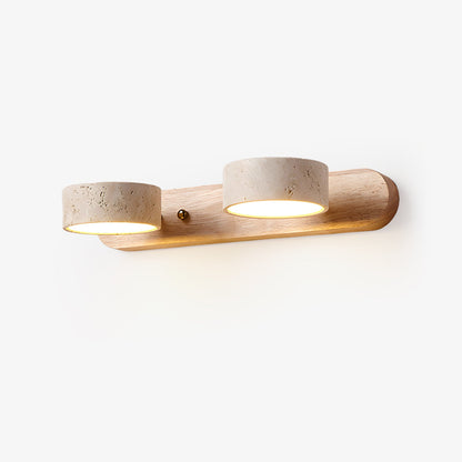 Lámpara de pared para tocador de madera y travertino