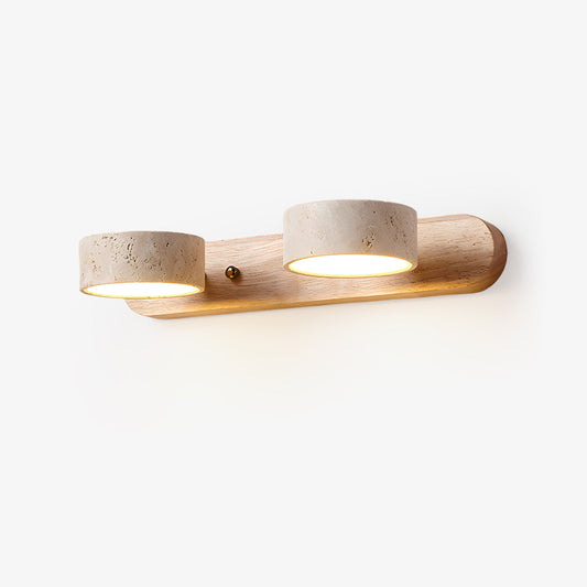 Lámpara de pared para tocador de madera y travertino