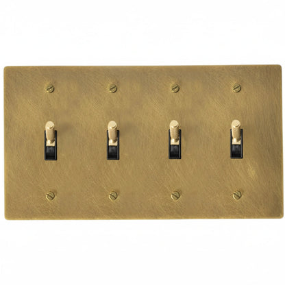 Interruptor de palanca de latón macizo vintage Halverin de 4 módulos
