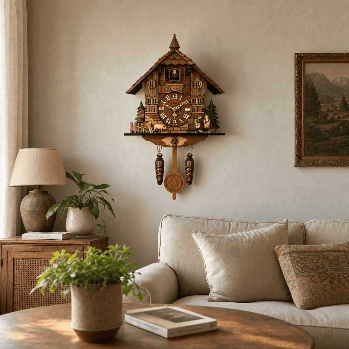 Reloj de cuco de péndulo Brenvika Alpine de MDF