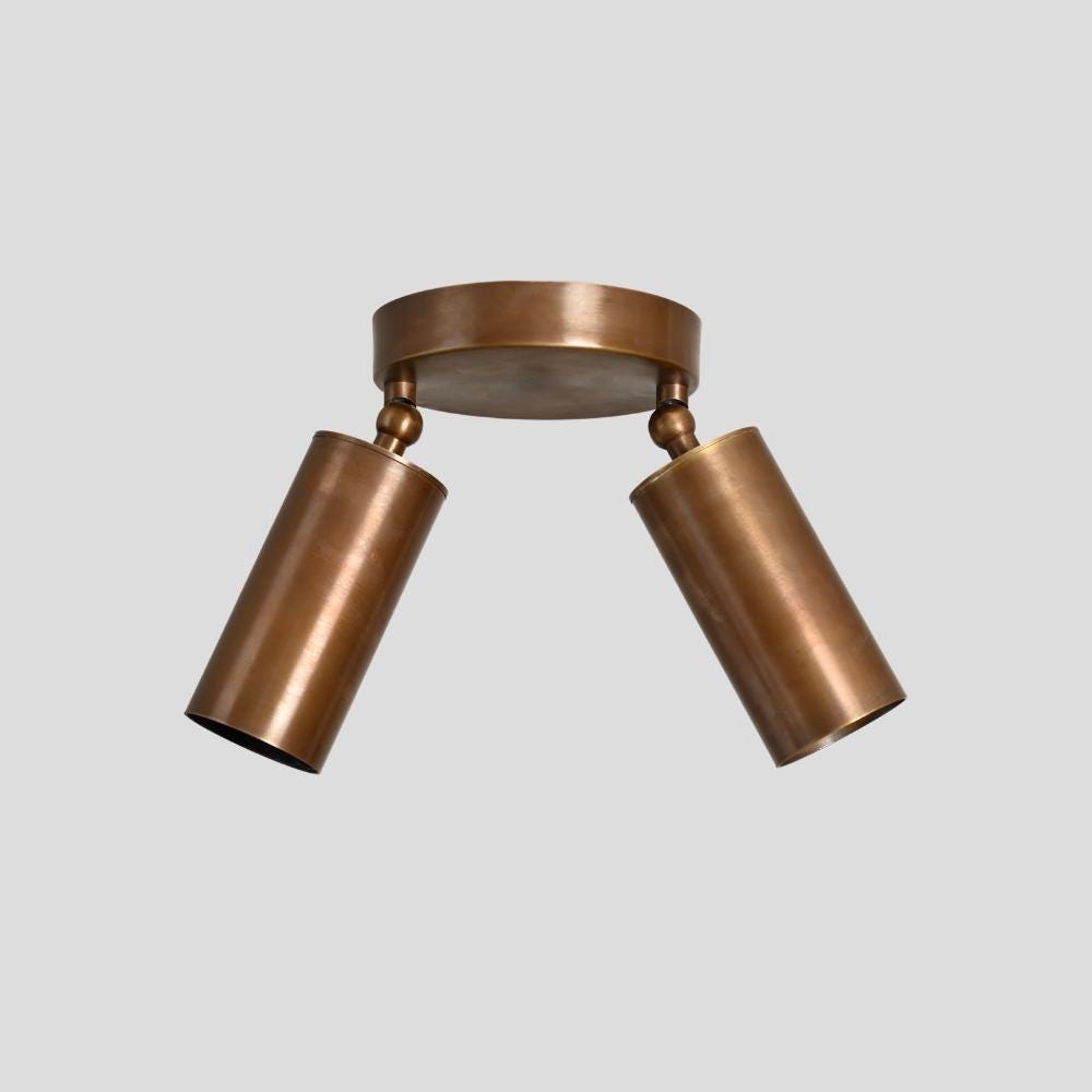 Lámpara de techo Duvessa de latón de estilo mid-century con dos focos