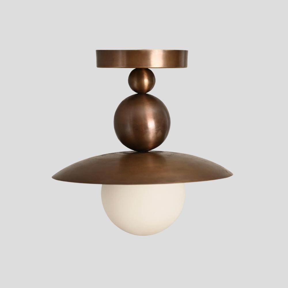 Lámpara semiplafón de latón con esfera de estilo mid-century Seravin