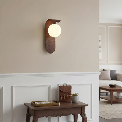 Lámpara de pared de madera con globo minimalista Velmara