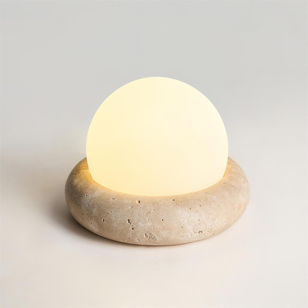Lámpara de mesa wabi-sabi de travertino Orlando