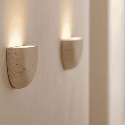 Aplique de pared de travertino Wabi-Sabi Cavelle