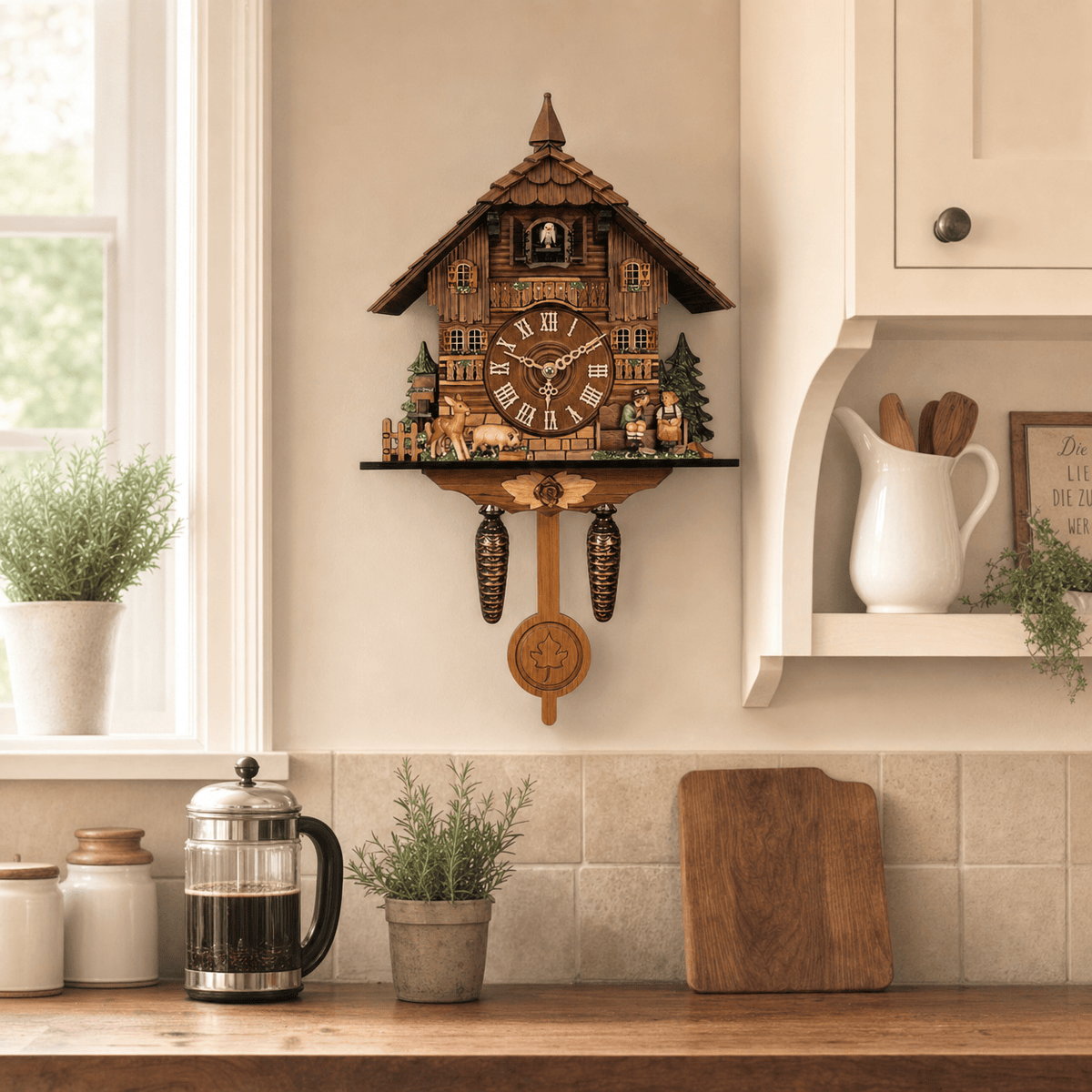 Reloj de cuco de péndulo Brenvika Alpine de MDF