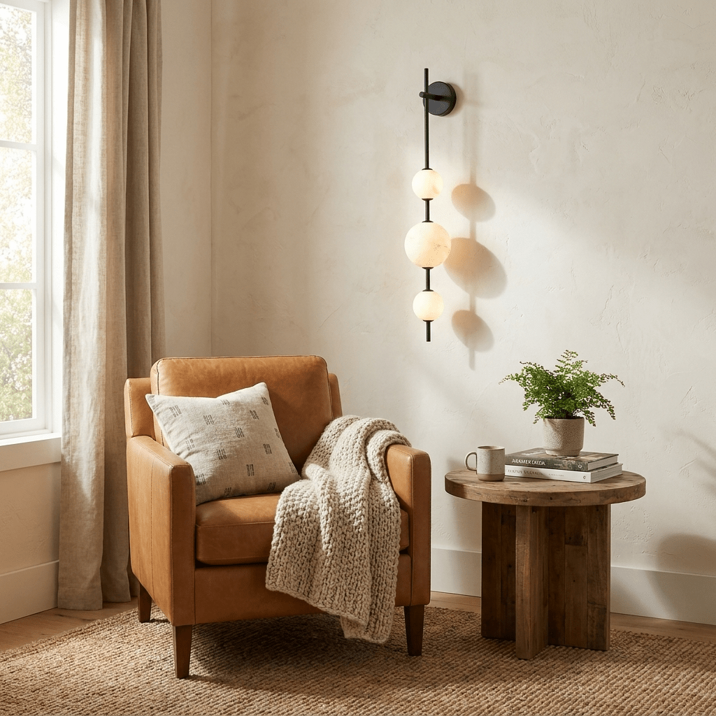 Lámpara de pared con esfera de alabastro