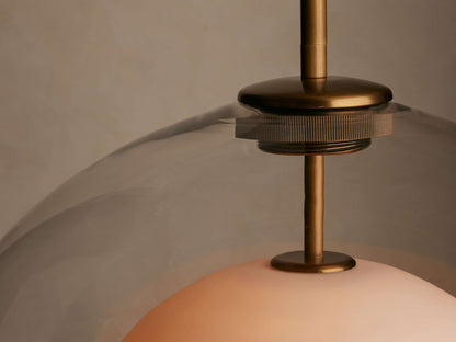 Lámpara colgante de vidrio con doble cúpula