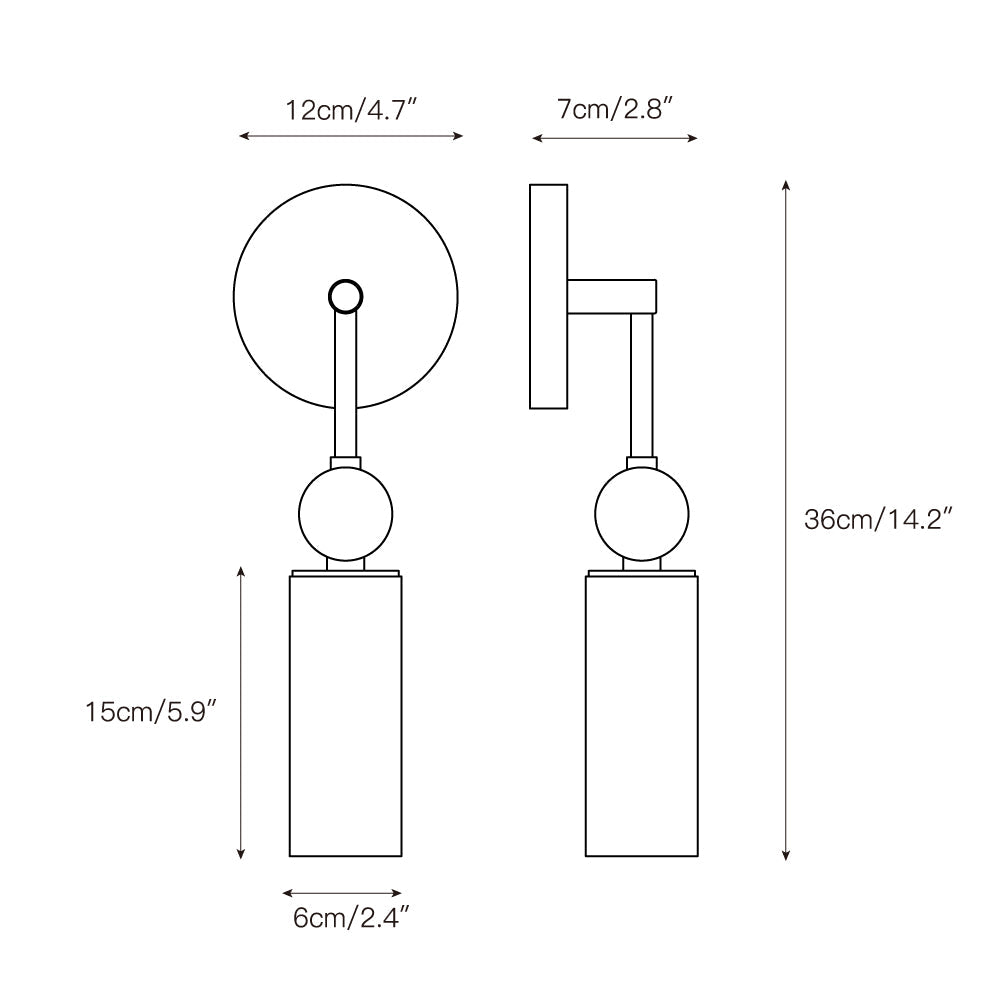 Lámpara de pared con columna de alabastro