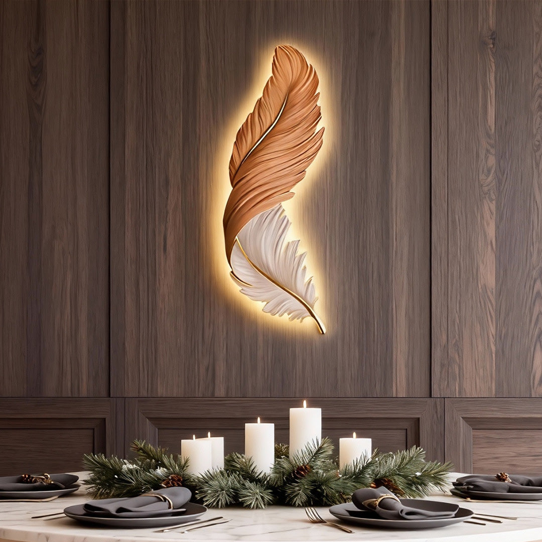 Lámpara de pared LED con diseño de pluma esculpida
