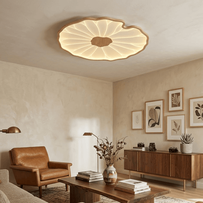 Lámpara de techo Waterlily con acabado de veta de madera