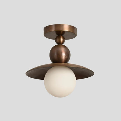 Lámpara semiplafón de latón con esfera de estilo mid-century Seravin