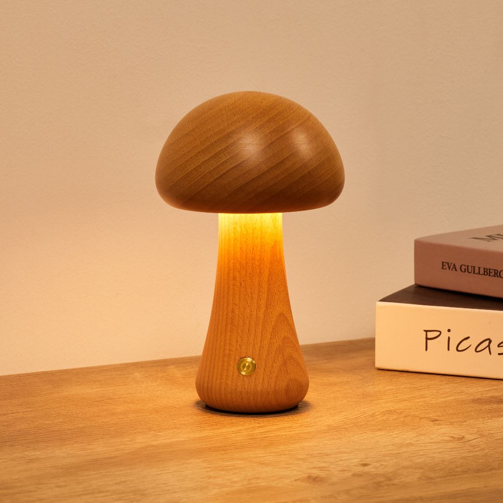 Lámpara de mesa de madera escandinava Fungara
