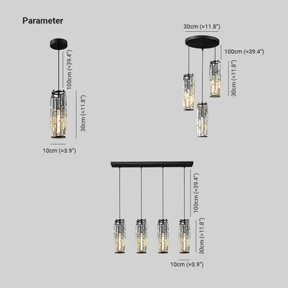 Lámpara colgante de columna de cristal facetado