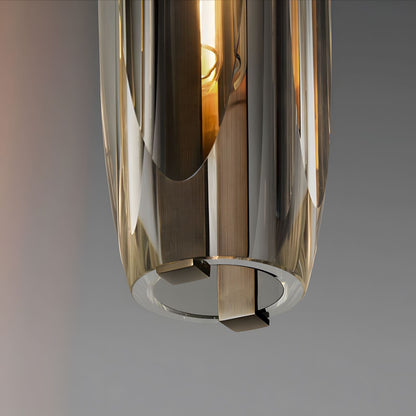 Lámpara colgante de varilla de cristal y latón
