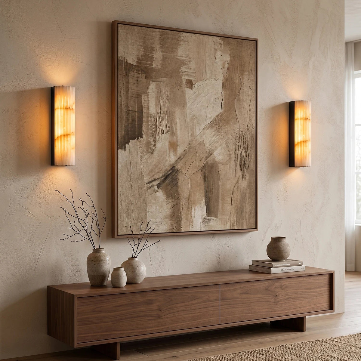 Lámpara de pared de alabastro acanalado minimalista Rivenna
