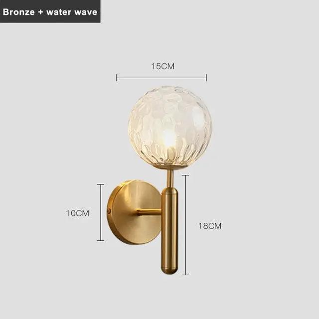 Aplique de pared moderno Ophira con esfera de vidrio