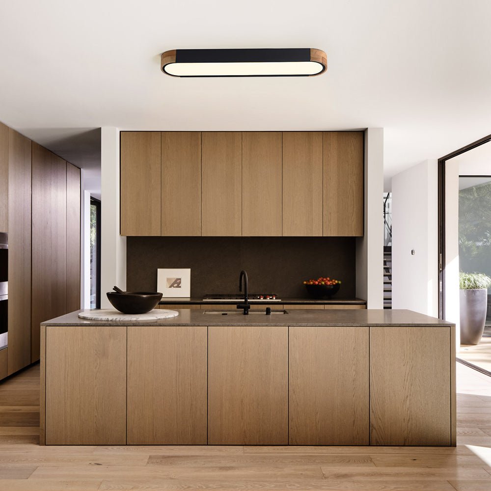 Lámpara de techo LED ovalada de madera minimalista Ovalyn