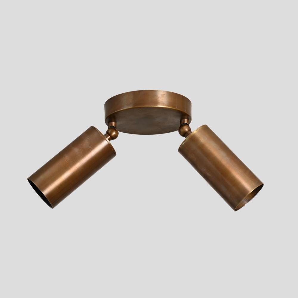 Lámpara de techo Duvessa de latón de estilo mid-century con dos focos