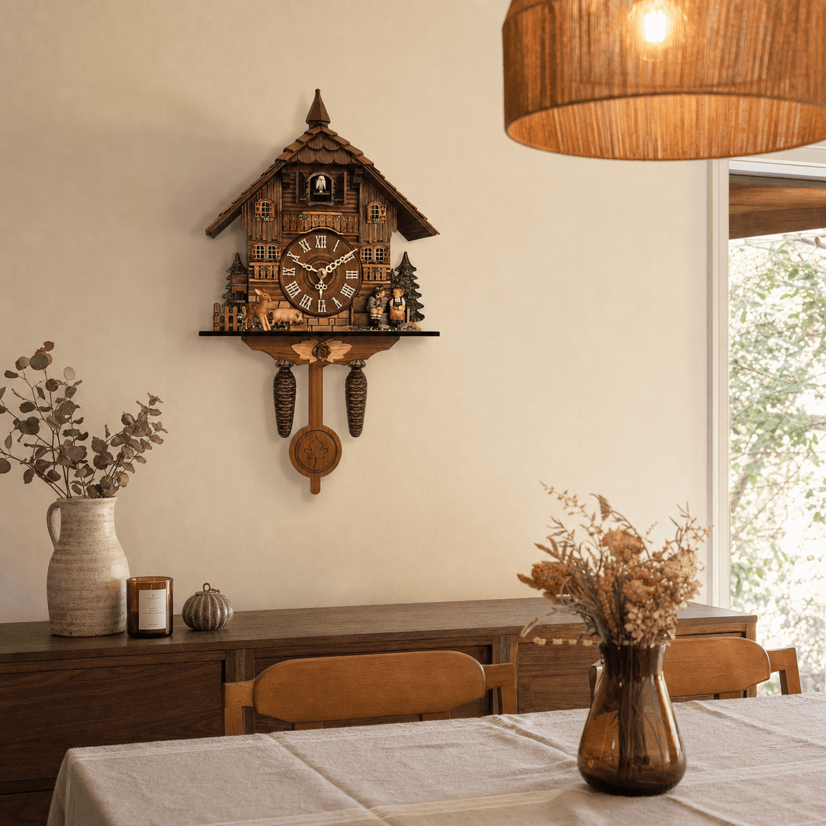 Reloj de cuco de péndulo Brenvika Alpine de MDF