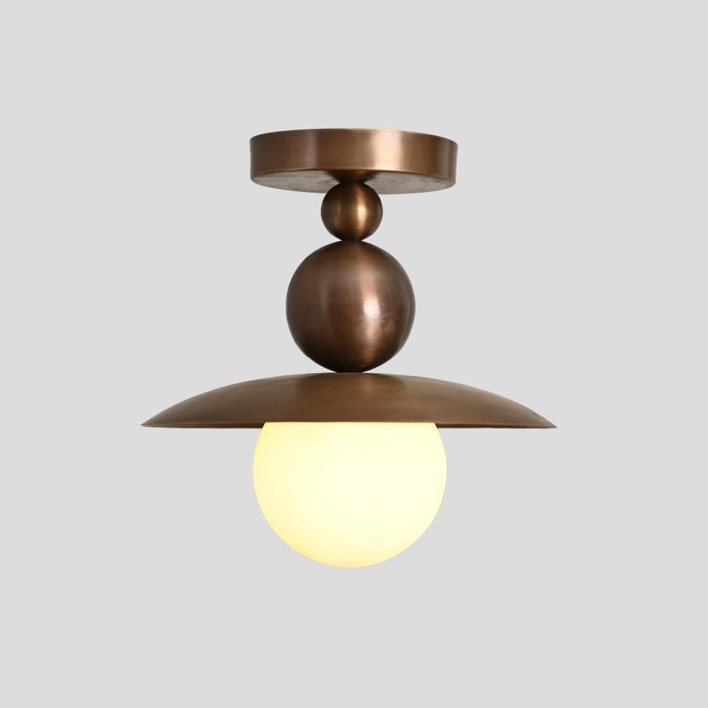 Lámpara semiplafón de latón con esfera de estilo mid-century Seravin