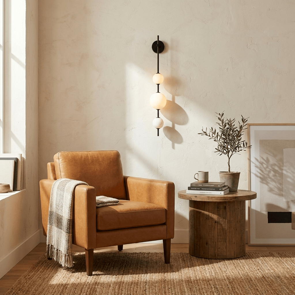 Lámpara de pared con esfera de alabastro
