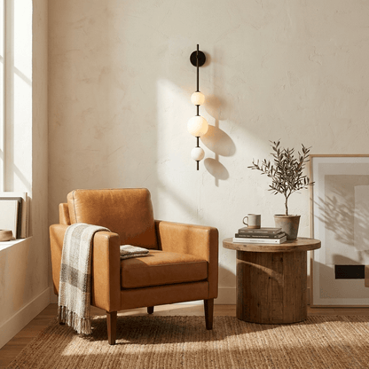 Lámpara de pared con esfera de alabastro