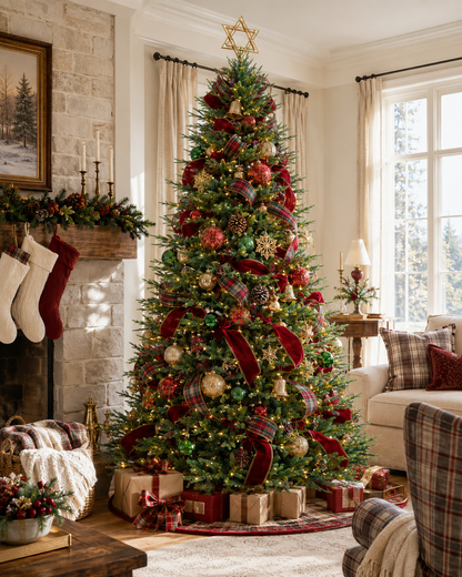 Árbol de Navidad Skovra Classic de PE/PVC de 12 pies con iluminación incorporada